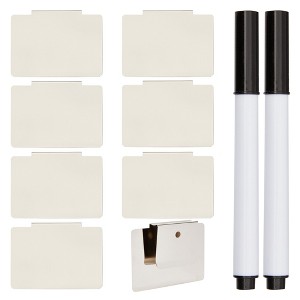 Okuna Outpost 10 Piece Set Chrome Metal Basket Labels Clip On for Storage Bins with 2 Black Markers, 3.5 x 2.5 In - 1 of 4