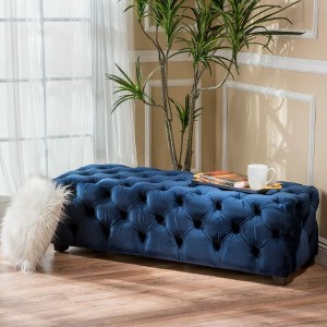 CAVINAS Modern Glam Velvet Button-Tufted Ottoman Bench, Upholstery Rectangle Ottoman, Accent Stools, Entryway Benches - 1 of 4