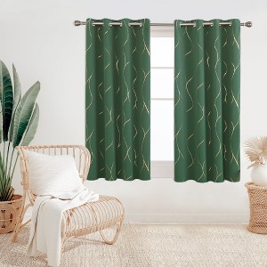 Deconovo Gold Line 52 Width Curtain Panel Pair (2 Panel) - 1 of 4