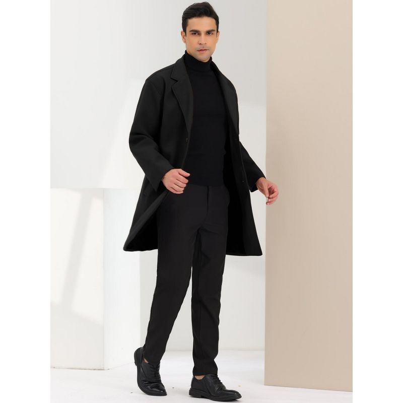 Lars Amadeus Men's Winter Notched Lapel Single Breasted Mid-Length Overcoat, 2 of 7