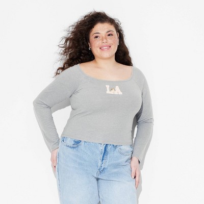 Women's LA Long Sleeve Graphic T-Shirt - Heather Gray