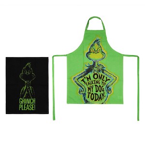 Grinch Please 3-Piece One Apron & Two Towel Set - 1 of 4