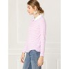 INSPIRE CHIC Women's Long Sleeves Contrast Peter Pan Collar Striped Blouse Top - 4 of 4