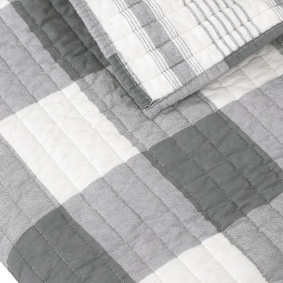 Camden Grey and Cream Reversible Cotton Quilted Throw Blanket