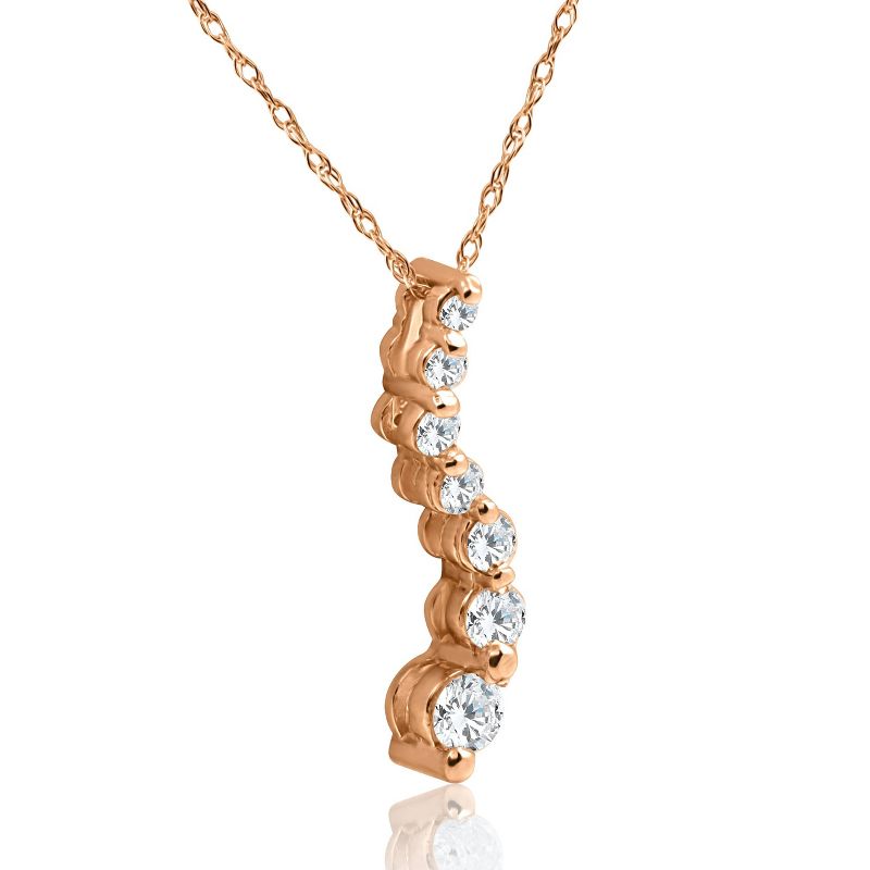 Pompeii3 1/2ct Diamond Journey Pendant 14K Rose Gold Womens Jewelry Necklace, 2 of 5