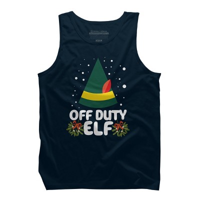 Men's Design By Humans Off Duty Elf Christmas By Thingsandthings Tank Top