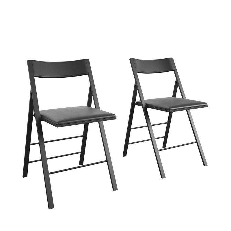 Cosco 2pk Modern Slim Line Vinyl Padded Folding Chairs, 1 of 11