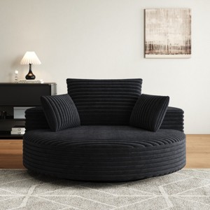 55'' Corduroy Chenille Swivel Sleeper Chair with Backrest Pillows for Living Room & Bedroom-Cuddlewood - 1 of 4