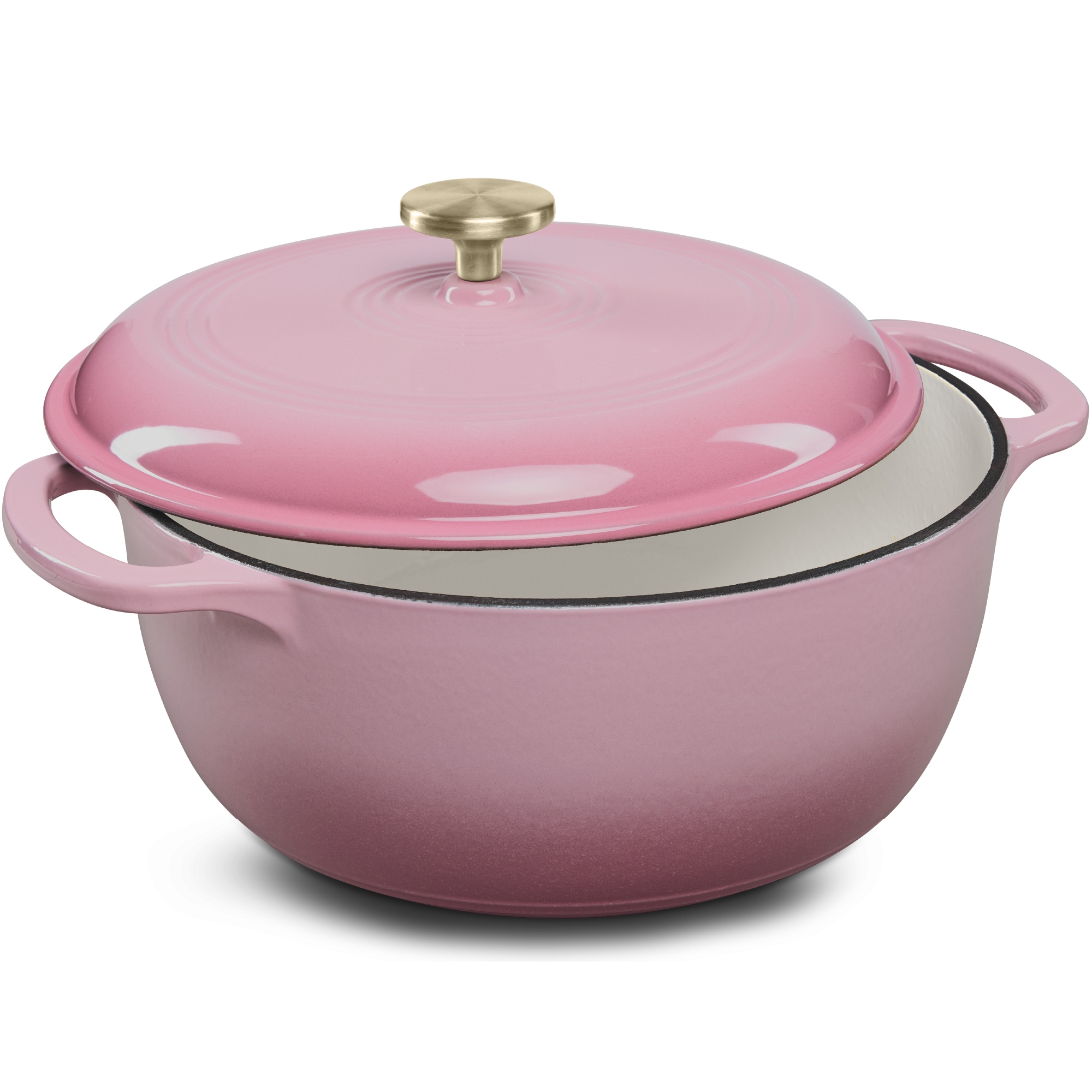 Best Choice Products 7.5 Quart Enamel Cast-Iron Dutch Oven, Heavy-Duty Cookware w/ Dual Handles, Lid - Pink Champagne