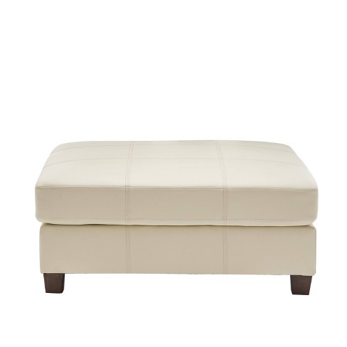 Long Rectangular Buttoned Cream Rolling Ottoman Footstool Coffee