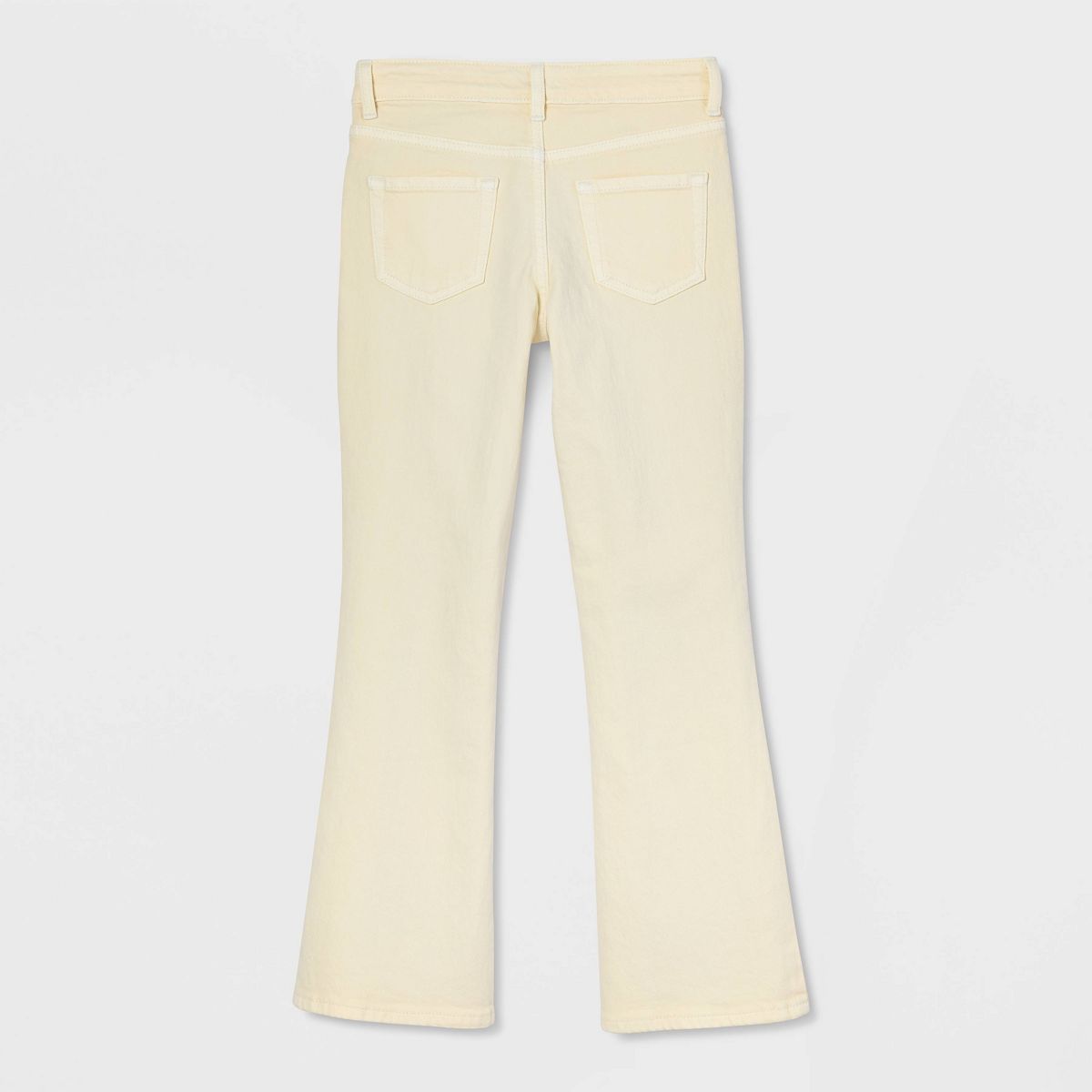 Girls' Mid-Rise Bootcut Embroidered-Hem Jeans - Cat & Jack™ Off-White - thumbnail 3