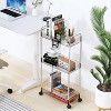 Hachikiko 3 Tier Acrylic Rolling Storage Cart - Clear Bathroom Organizer with 4 Extension Poles,Transparent Utility Cart with Wheels - 2 of 4