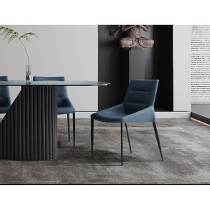 HomeStock 28 in.  Brown Faux Leather Dining Chair Set of 1 for a designed  Stylish modern lifestyle seating - 1 of 4
