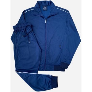Men 2-piece Classic Jogger Tracksuit Track Jacket & Trackpants Solid Plain Outfit - 1 of 4