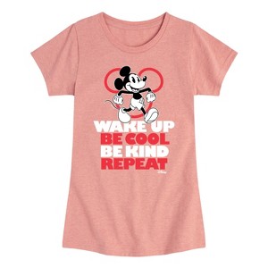 Girls' - Disney - Wake Up, Be Cool, Be Kind, Repeat Fitted Short Sleeve Graphic T-Shirt - 1 of 4