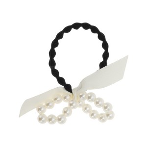Unique Bargains Elegant Bow Pearl Scrunchies Hair Elastic Band 1 Pc - 1 of 4