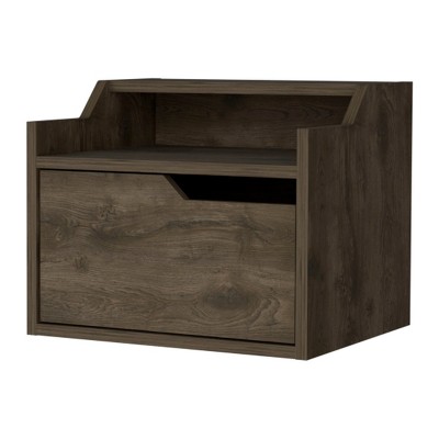 GlasFlength Nightstands Modern Nightstand Bedroom Nightstand Elegant Bedside Table with Drawer for Living Room, Brown, 15.7"*13.3"*12.9"