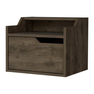 GlasFlength Nightstands Modern Nightstand Bedroom Nightstand Elegant Bedside Table with Drawer for Living Room, Brown, 15.7"*13.3"*12.9" - 1 of 4