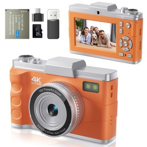 SUGIFT 4K Digital Camera with 64MP Autofocus, 3.0 Inch Flip Screen, 16X Zoom, Dual Lens Vlogging Camera with Filters, Timer and 32GB Card Included - 1 of 4