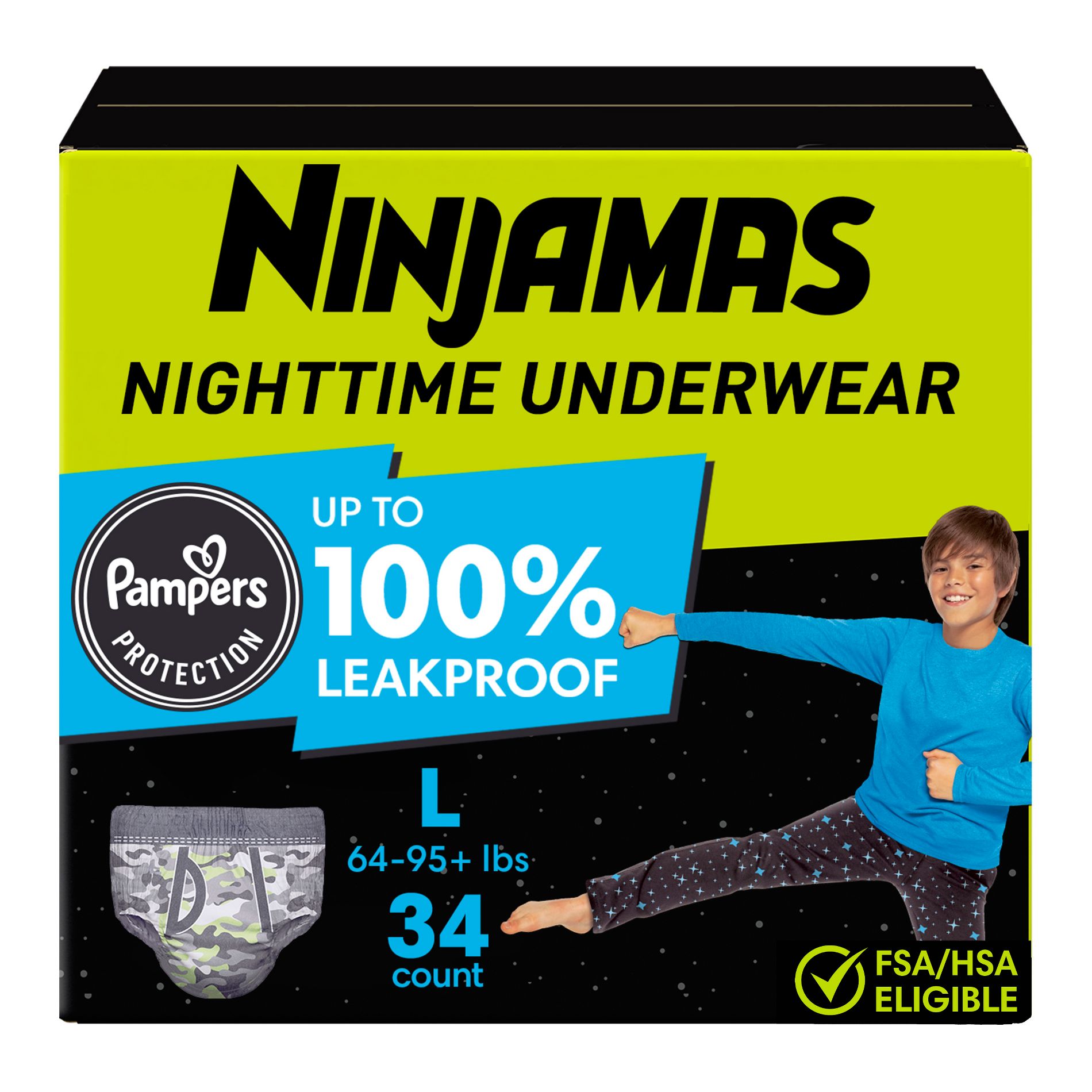 Pampers Ninjamas Nighttime Bedwetting Underwear Boy - Size L/XL - 34ct