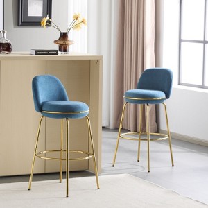 PAGED Bar Stools Set of 2, Modern Elegance Counter Stools with Gold-Plated Frame, Bar Chairs for Home Pub - 1 of 4