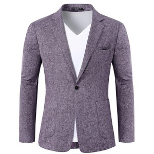 Men's Sport Coats & Blazers Linen Suit Jacket Casual Blazer for Men One Button - 1 of 4
