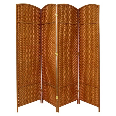 7 ft. Tall Diamond Weave Room Divider - Dark Beige (4 Panels)