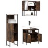 vidaXL 3-Piece Smoked Oak Bathroom Furniture Set with Wall-Mounted Mirror Cabinet, Sink Cabinet, Spacious Bathroom Storage, Engineered Wood - 4 of 4