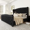 AMERLIFE King Size Platform Bed Frame, Velvet Upholstered Bed with Deep Button Tufted, Black - 2 of 2