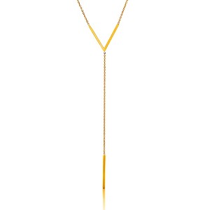 ELYA Women's Polished Chevron Bar Drop Stainless Steel Necklace - 1 of 4