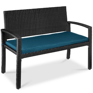Best Choice Products 2-Person Outdoor Wicker Bench Garden Patio Porch Furniture w/ 700lb Capacity, Cushion - 1 of 4