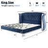 Christopher Knight Home Nathan Velvet Tufted Platform Bed with Wingback Headboard and Nailhead Trim - 3 of 4