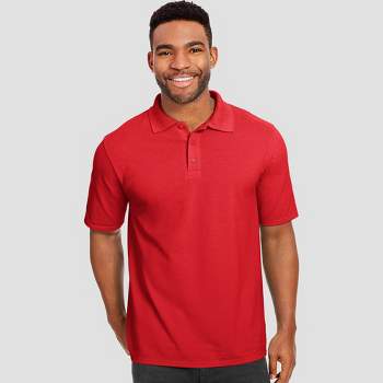 Hanes Men's X-temp Jersey Polo Short Sleeve Shirt - Deep Red S : Target