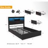 QingMoon Full Size Bed Frame with Storage Headboard, Metal Platform Bed Frame with Large Drawers, LED Light and Charging Station, Noise Free, Black - 4 of 4