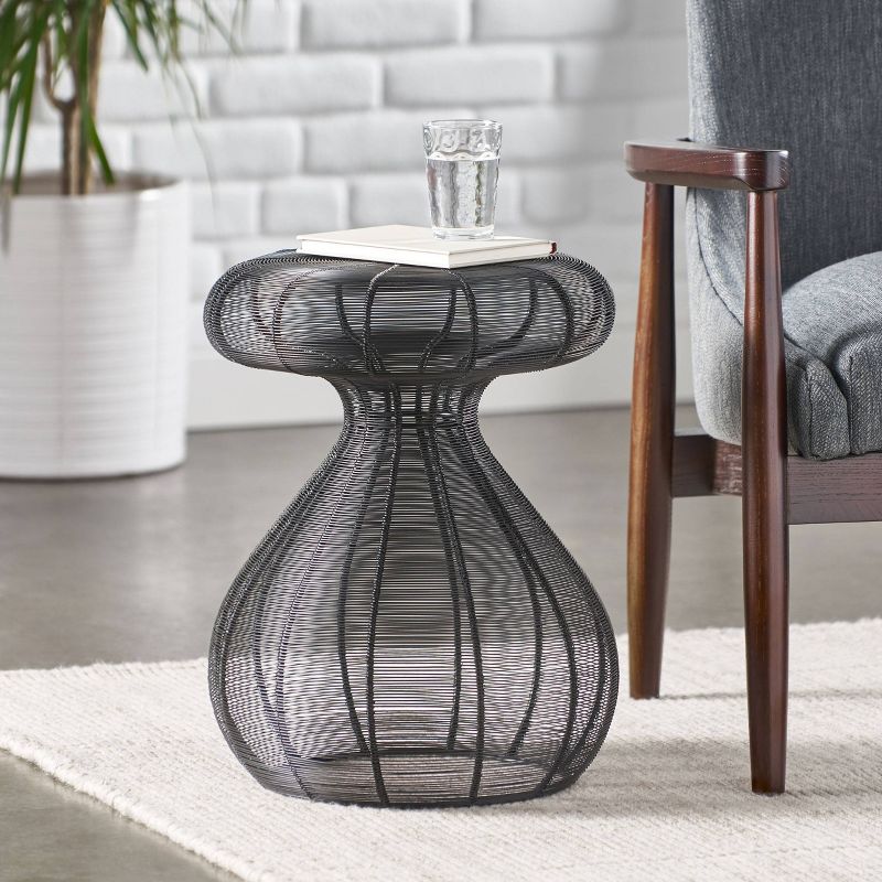 Hixon Handcrafted Modern Mushroom Side Table Black - Christopher Knight Home, 3 of 9