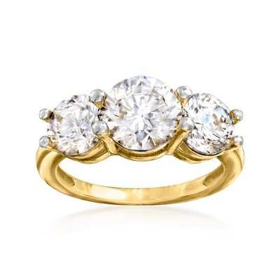 Ross-Simons 4.00 ct. t.w. CZ 3-Stone Ring in 14kt Yellow Gold