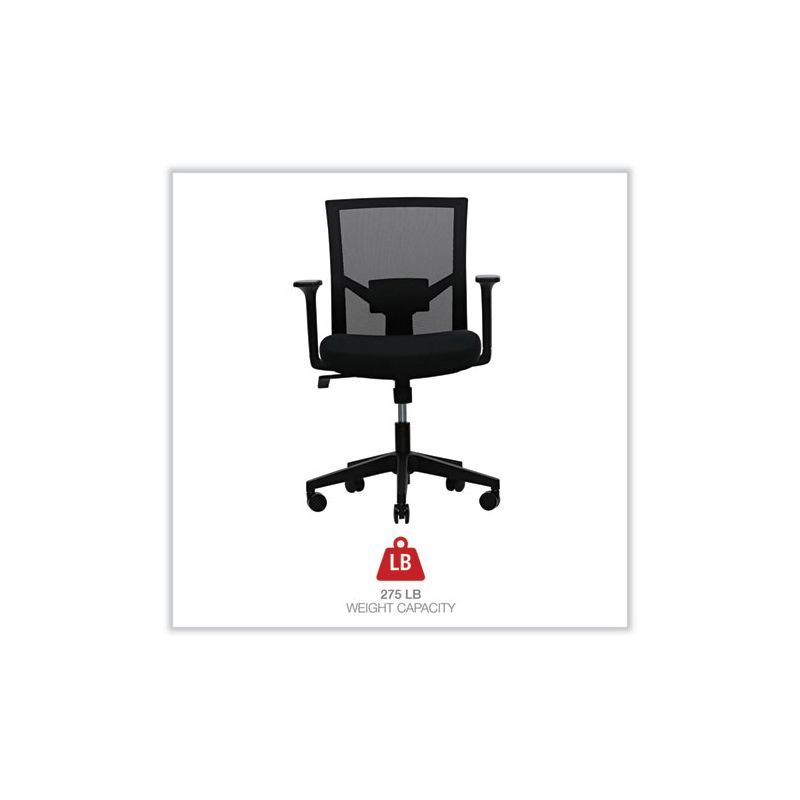 Workspace by Alera Mesh Back Fabric Task Chair, Supports Up to 275 lb, 17.32" to 21.1" Seat Height, Black Seat, Black Back, 5 of 8