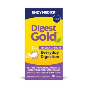 Enzymedica Digest Gold Enzymes and Probiotics Everyday Digestion Regular Strength Digestive and Gut Support Supplement Capsules - 90ct - 1 of 4