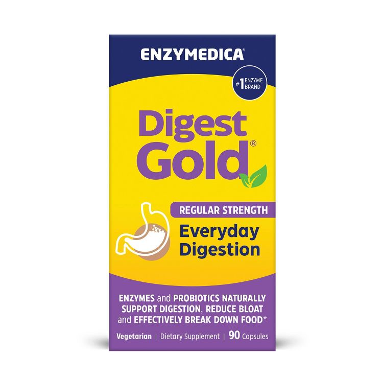 Enzymedica Digest Gold Enzymes and Probiotics Everyday Digestion Regular Strength Digestive and Gut Support Supplement Capsules - 90ct, 1 of 10