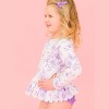 RuffleButts Girls UPF50+ Sun Protected Scallop Hem Long Sleeve Rash Guard Bikini - 4 of 4