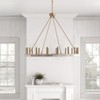 Dewdrop Modern Farmhouse 12-Light Chandelier, Wood & Gold Ring for Dining Room & Foyer - 4 of 4