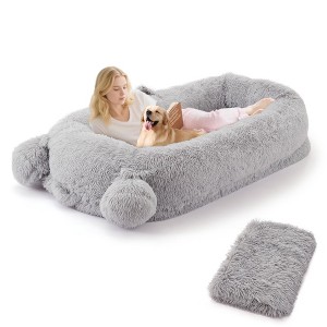 Human Dog Bed for Adult, Large Dog Bed with Blanket, Handle & 2 Storage Pocket, Removable Cover, - 1 of 4