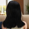 Unique Bargains Women's Long Hair Straight Bangs Hair Wig Real Human Hair Black 1 Pc - 3 of 4