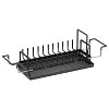 LunaLulinlk Sink Dish Drying Rack, Expandable Small Dish Rack Over Sink with Silicone Drying Tray, Black - 3 of 4