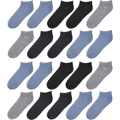 JAMES FIALLO Mens 20 Pairs Classy Extra Lightweight Solid Multicolors Patterned Low Cut/No Show Socks