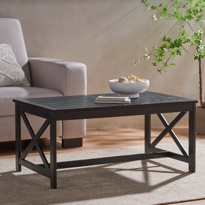 FURNIinspire Patio End Table, Waterproof Portable Patio Small Side Table for Garden, Balcony, Courtyard, Poolside, Patio, Black, 40"*24"*18.5"