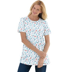 Woman Within Perfect Printed Short-Sleeve Crewneck Tee - 1 of 4
