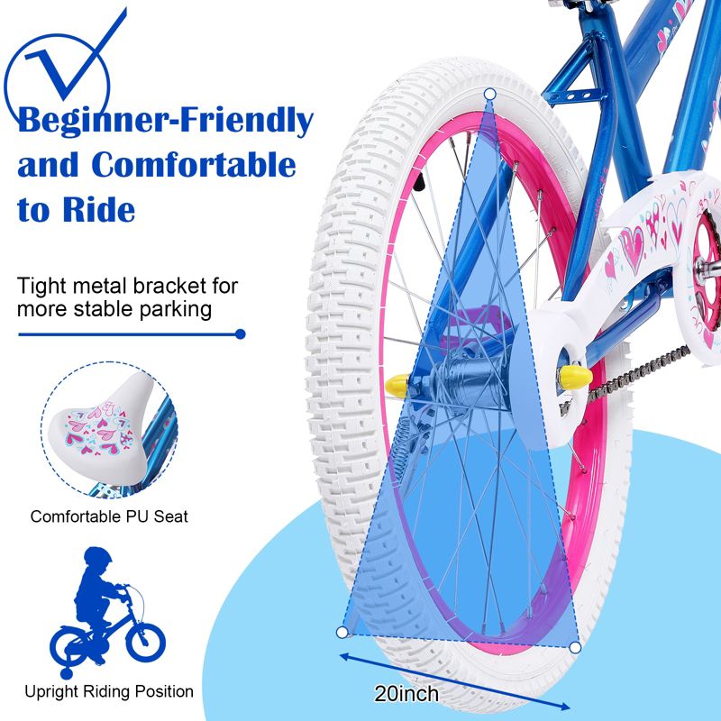 SKONYON 20" Kids Bike Bicycle Ideal for Girls Aged 5-12 Playful Design, 4 of 10