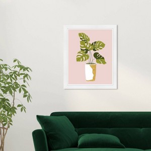 15" x 21" Boho Monstera Plant Framed Wall Art Print Pink - Wynwood Studio: Modern Botanical Poster for Room Decor - 1 of 4