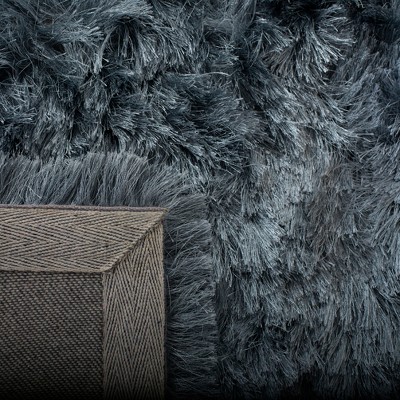 Luxuriant Slate Shag Hand-Tufted Synthetic Area Rug 3' x 5'